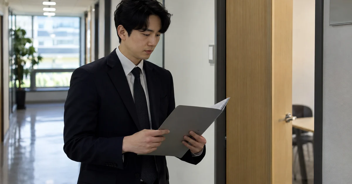 새 회사 면접을 앞두고 이전 퇴직 경위와 경력 설명을 정리하는 근로자