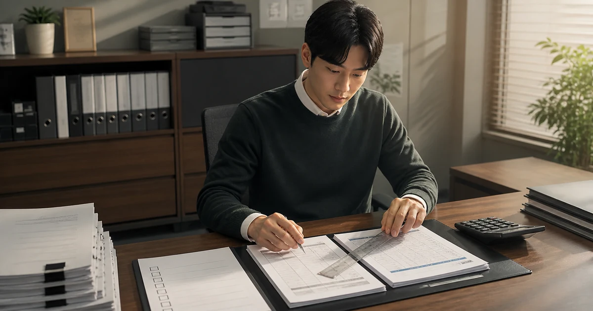 세 서류를 나란히 놓습니다