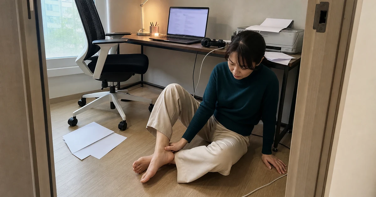 재택근무 중 업무 자료를 출력하려다 집 안 업무공간에서 발목을 다친 근로자