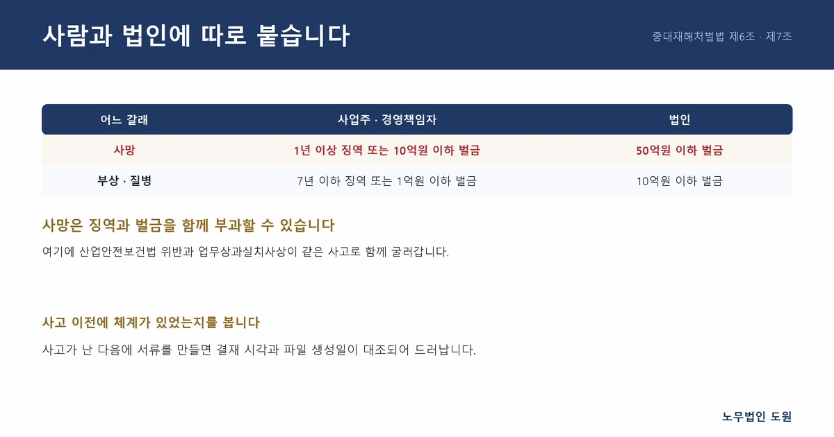 대표와 법인에 따로 붙고 다른 법이 겹칩니다