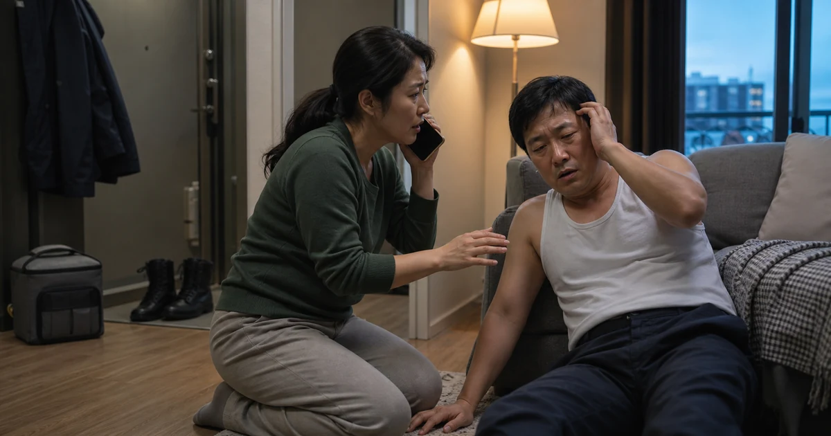 야간근무를 마친 뒤 집에서 뇌출혈 증상이 발생한 상황